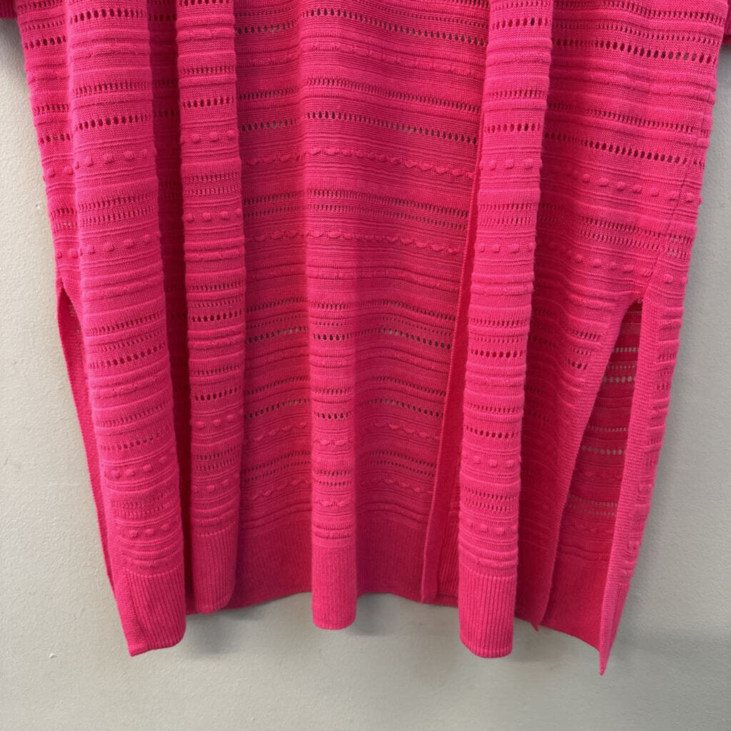 Chicos Hot Pink Knit Open Front Duster Sweater Large