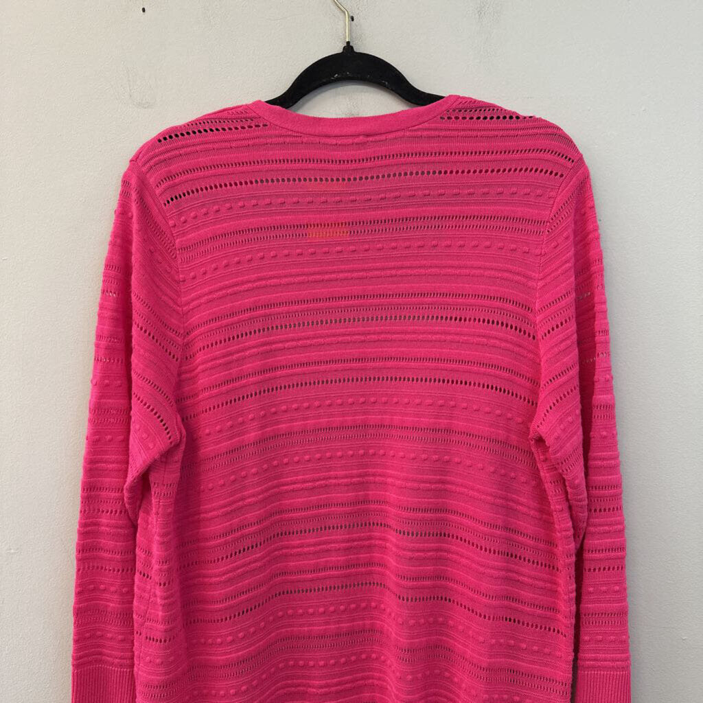 Chicos Hot Pink Knit Open Front Duster Sweater Large