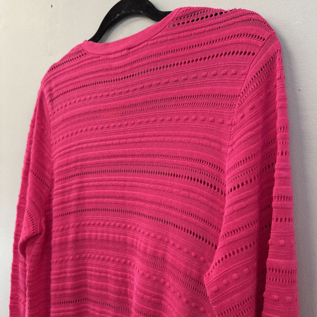 Chicos Hot Pink Knit Open Front Duster Sweater Large