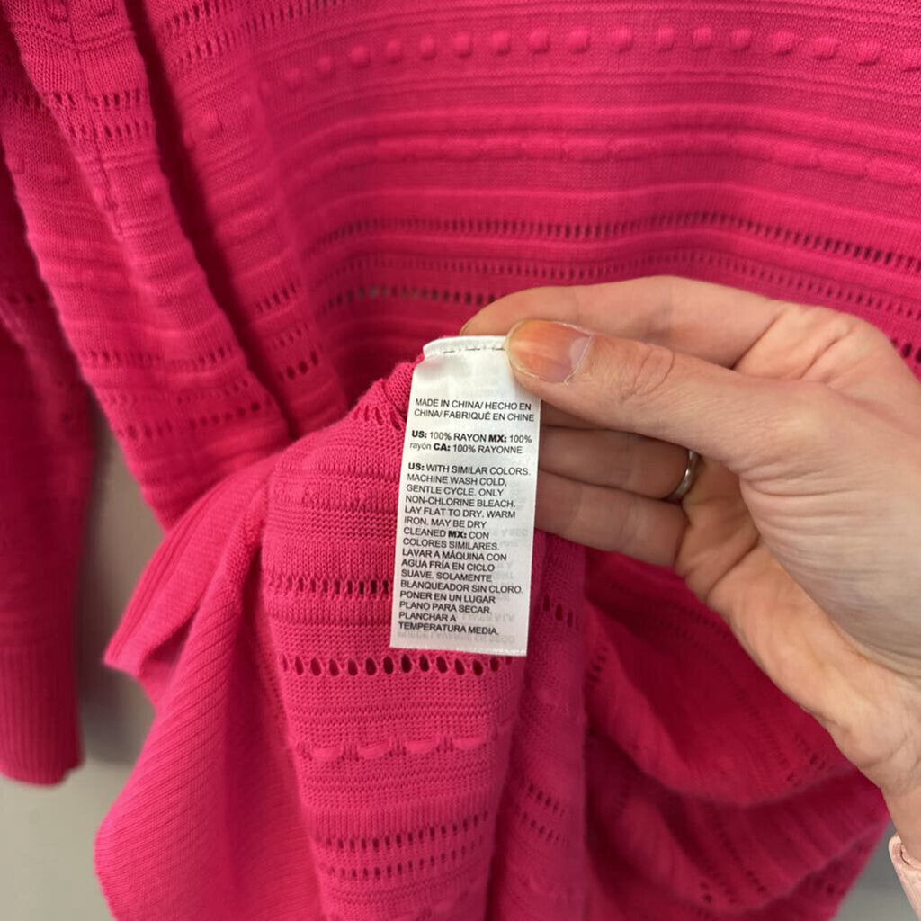 Chicos Hot Pink Knit Open Front Duster Sweater Large