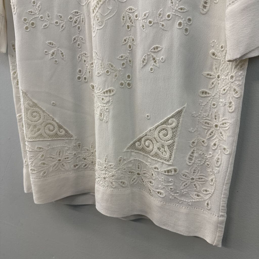 French Connection White Eyelet Long Sleeve Top 0