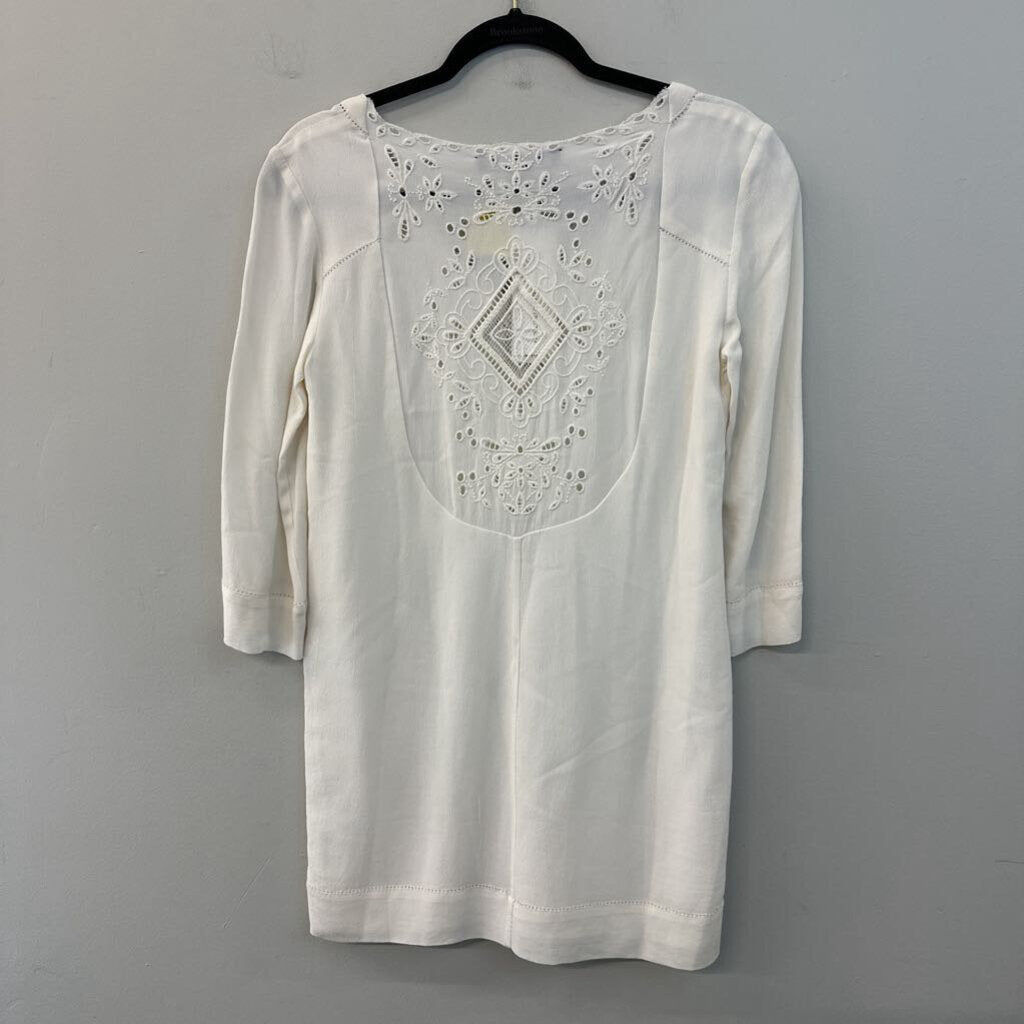 French Connection White Eyelet Long Sleeve Top 0