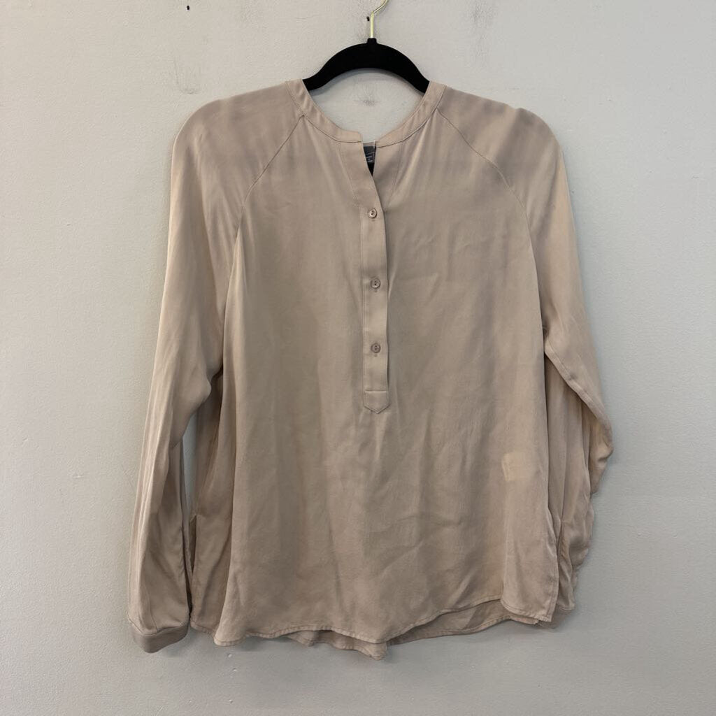 Vince Light Brown Silky Long Sleeve Top Extra Small