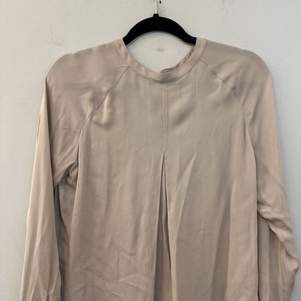 Vince Light Brown Silky Long Sleeve Top Extra Small
