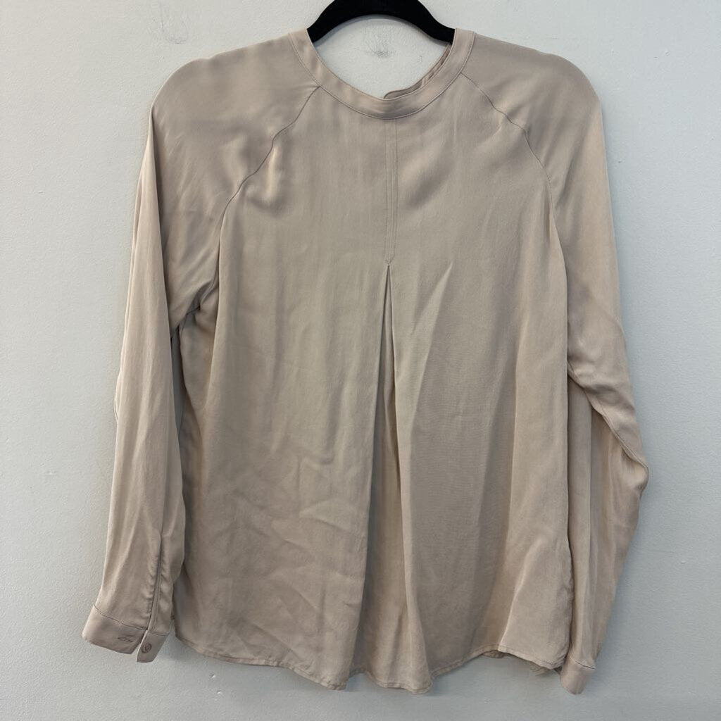 Vince Light Brown Silky Long Sleeve Top Extra Small