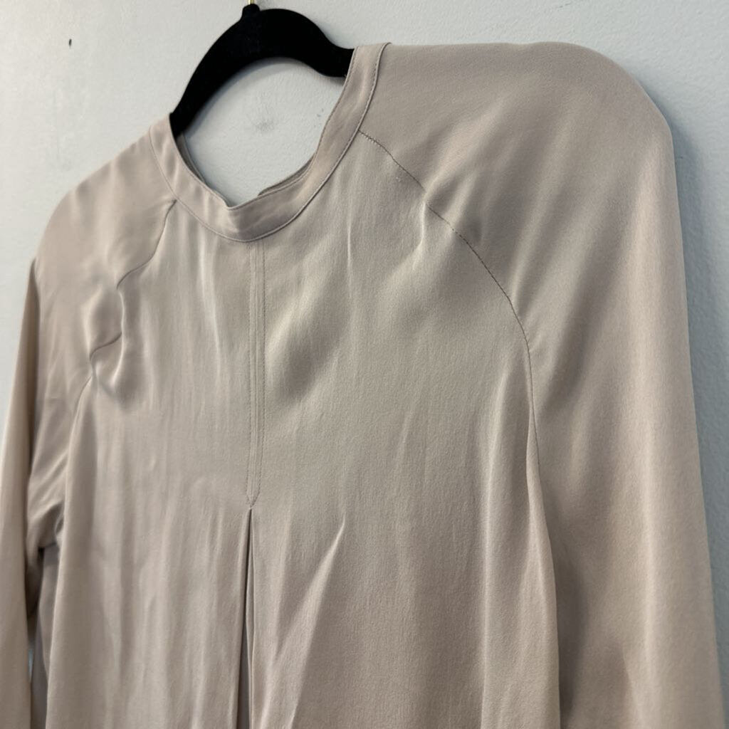 Vince Light Brown Silky Long Sleeve Top Extra Small