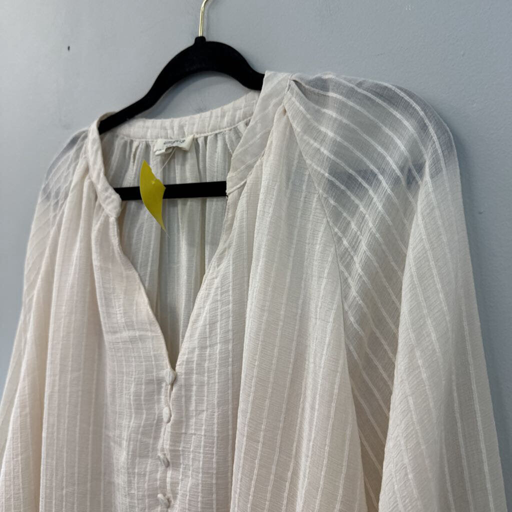 Umgee Cream Striped Long Sleeve Top Large