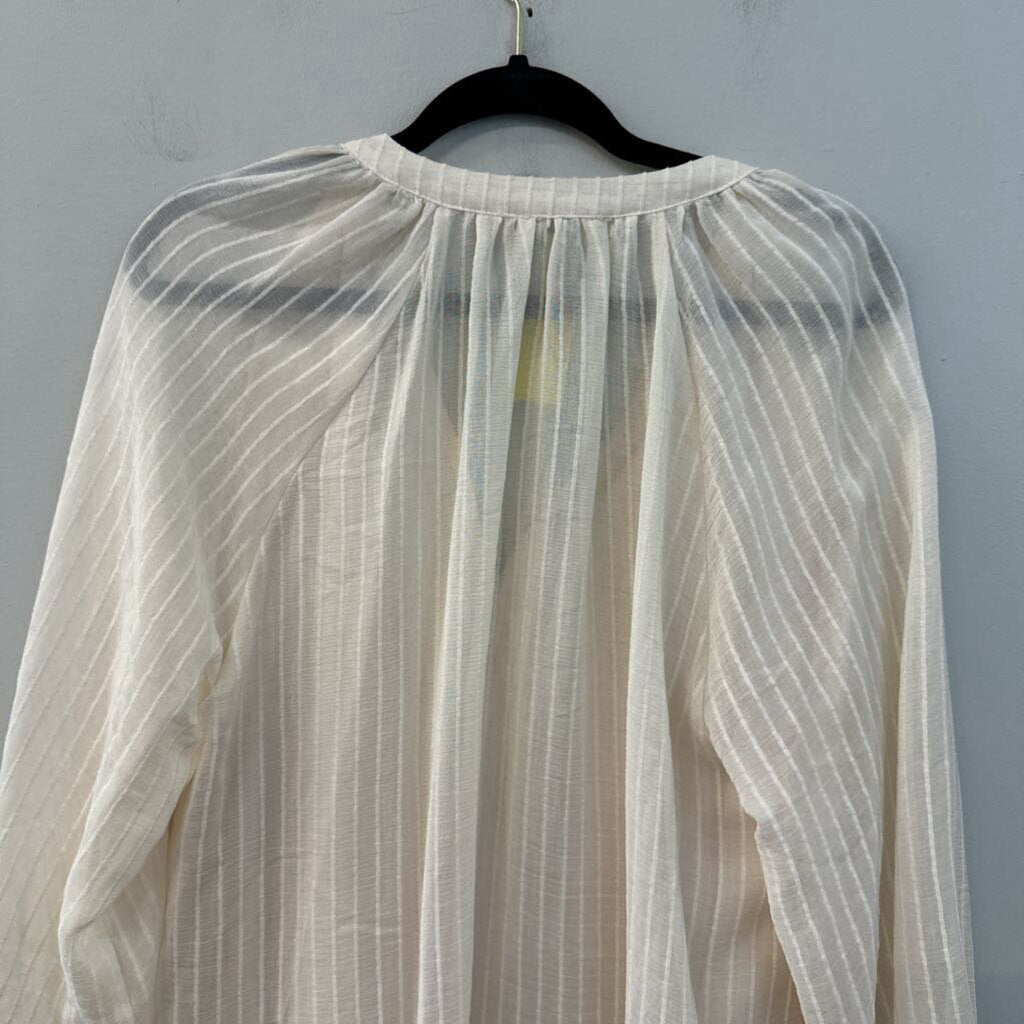 Umgee Cream Striped Long Sleeve Top Large