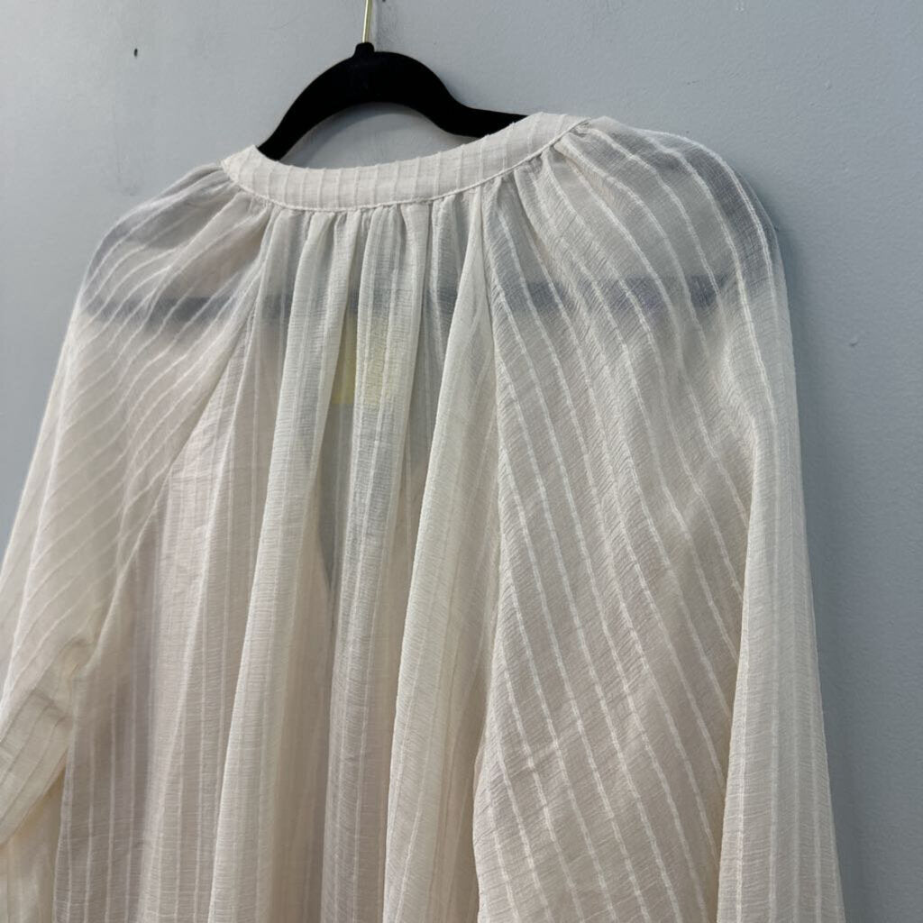 Umgee Cream Striped Long Sleeve Top Large