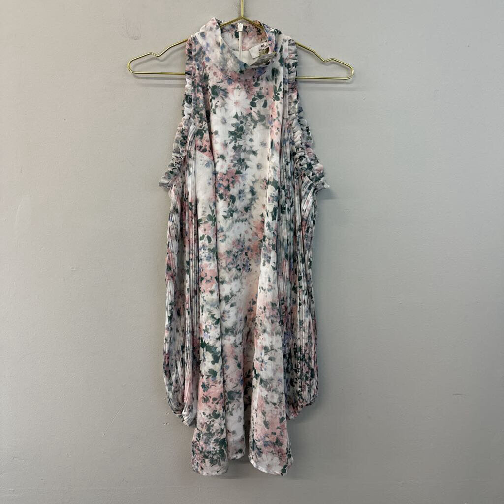 We Are Kindred White/ Multi Flower Print High Neck Long Sleeve Dress 4