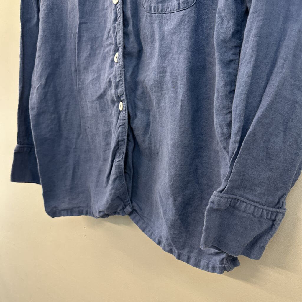 Serena and Lily Blue Linen Long Sleeve Button Down Top Medium