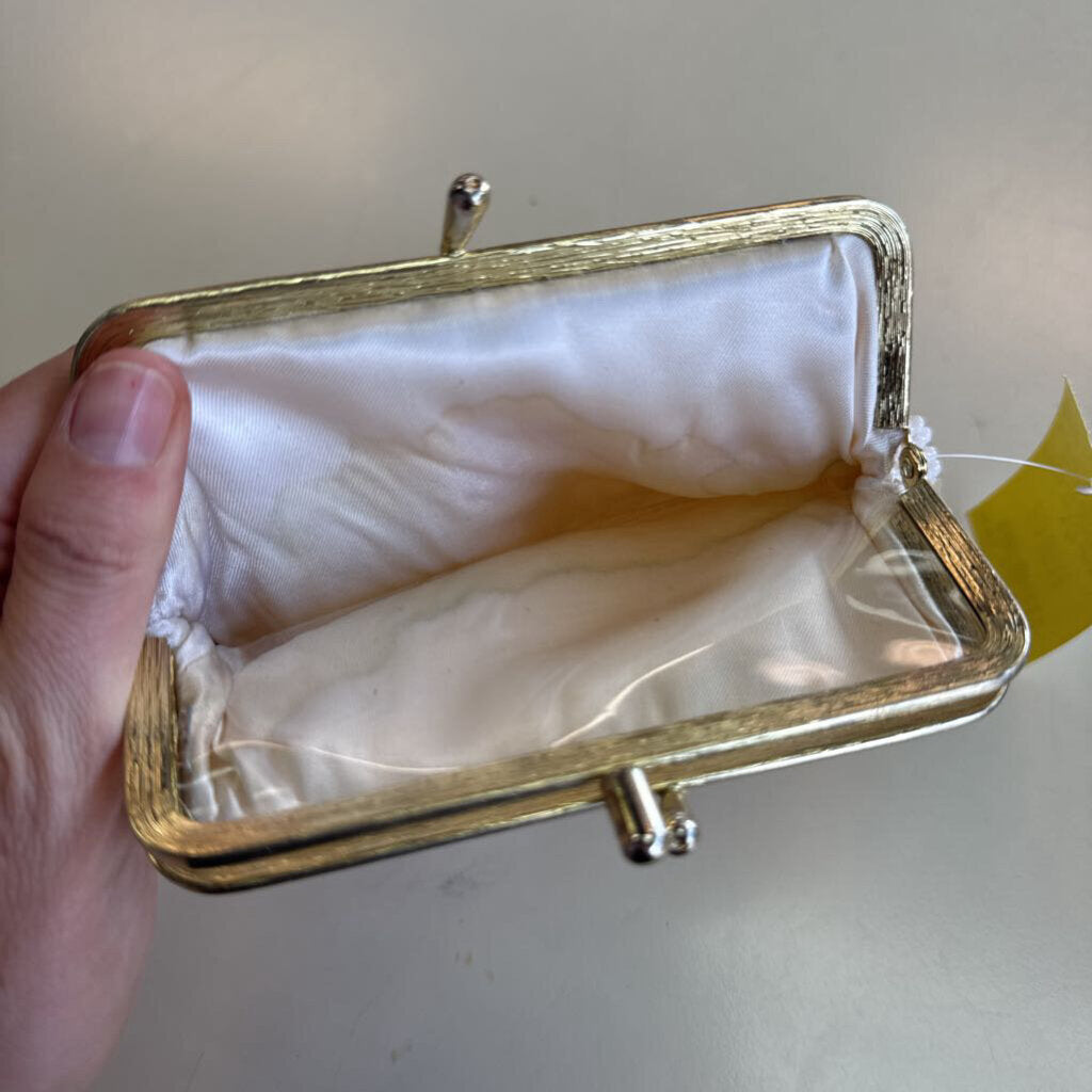 Vintage White Beaded/ Sequin Change Purse