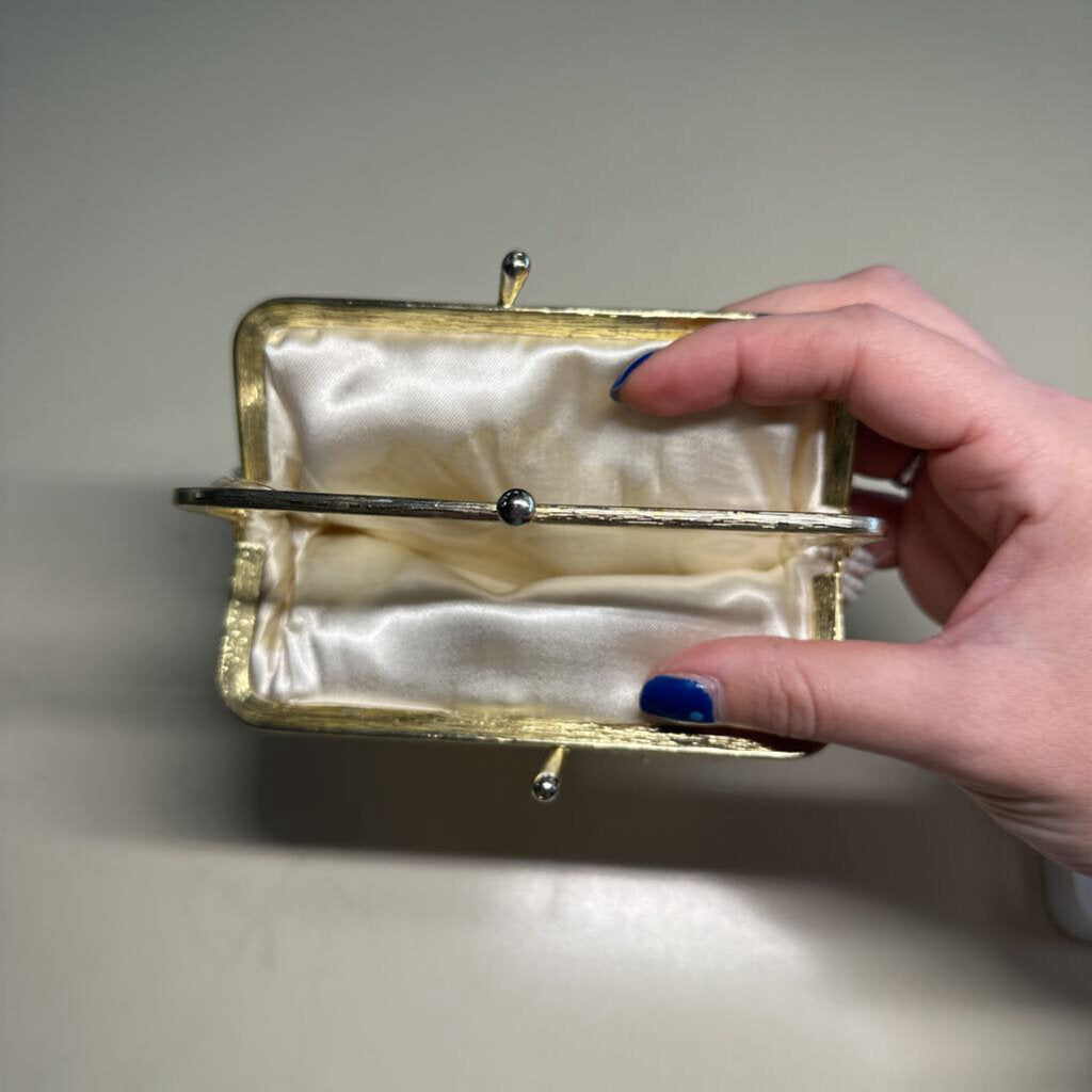 Vintage White Beaded/ Sequin Change Purse