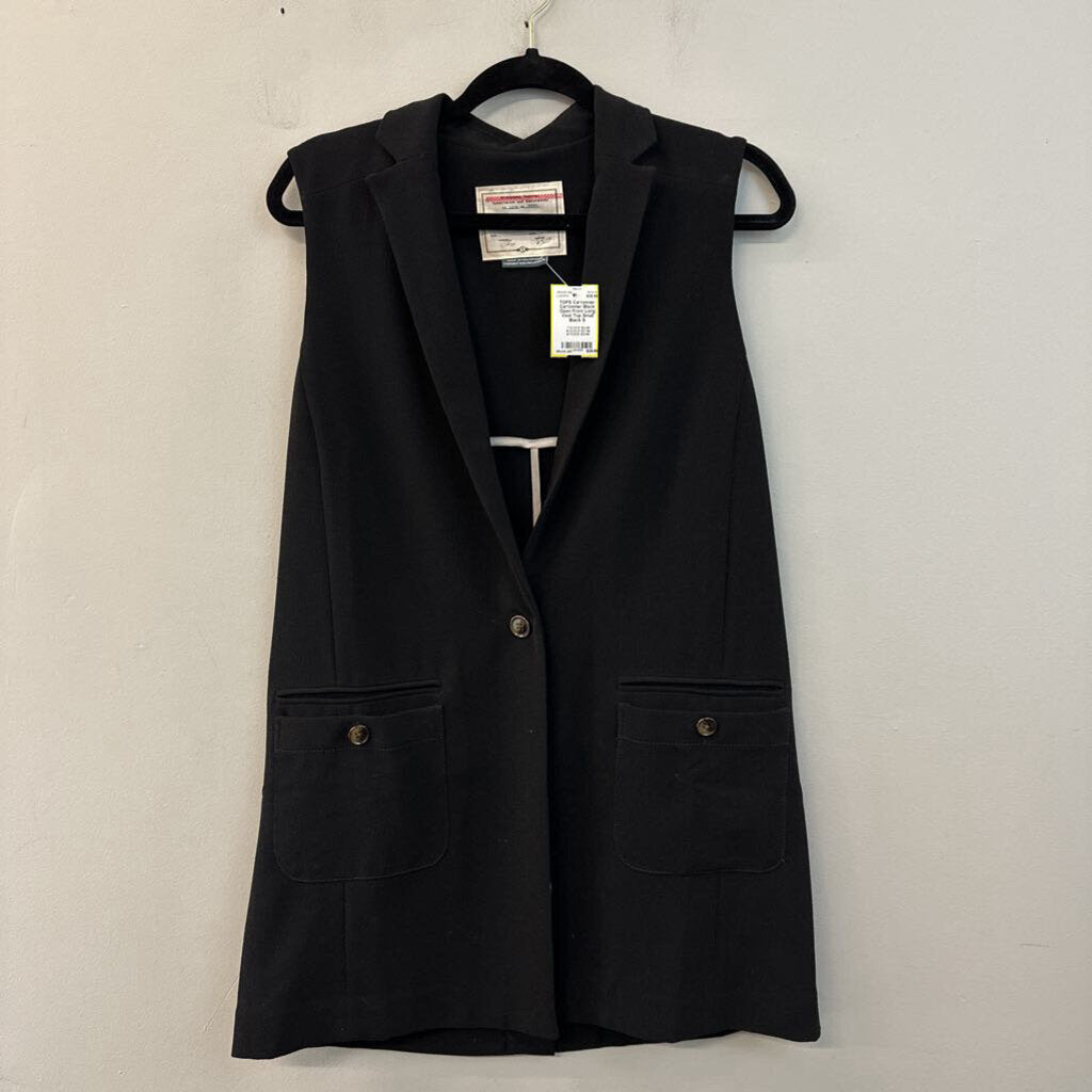 Cartonnier Black Open Front Long Vest Top Small