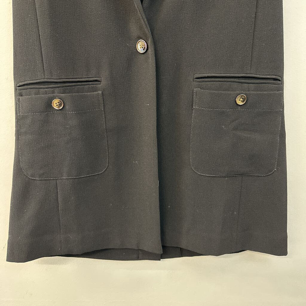 Cartonnier Black Open Front Long Vest Top Small