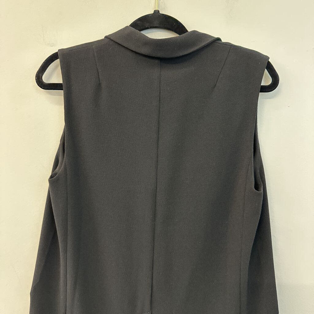 Cartonnier Black Open Front Long Vest Top Small