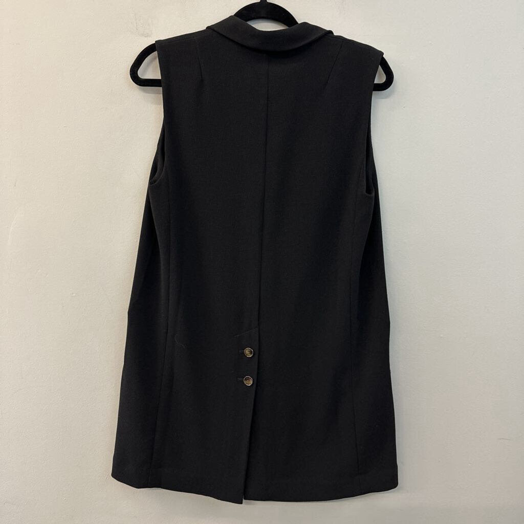 Cartonnier Black Open Front Long Vest Top Small