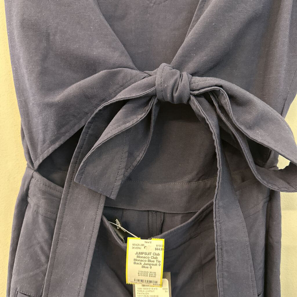 Club Monaco Blue Tie Back Jumpsuit 0