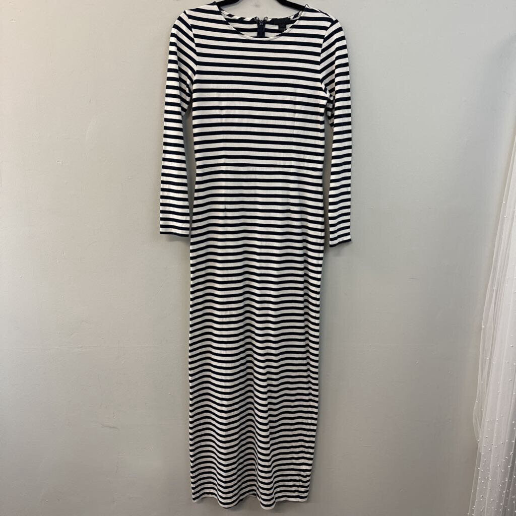 J Crew White/ Navy Striped Long Sleeve Maxi Dress 4