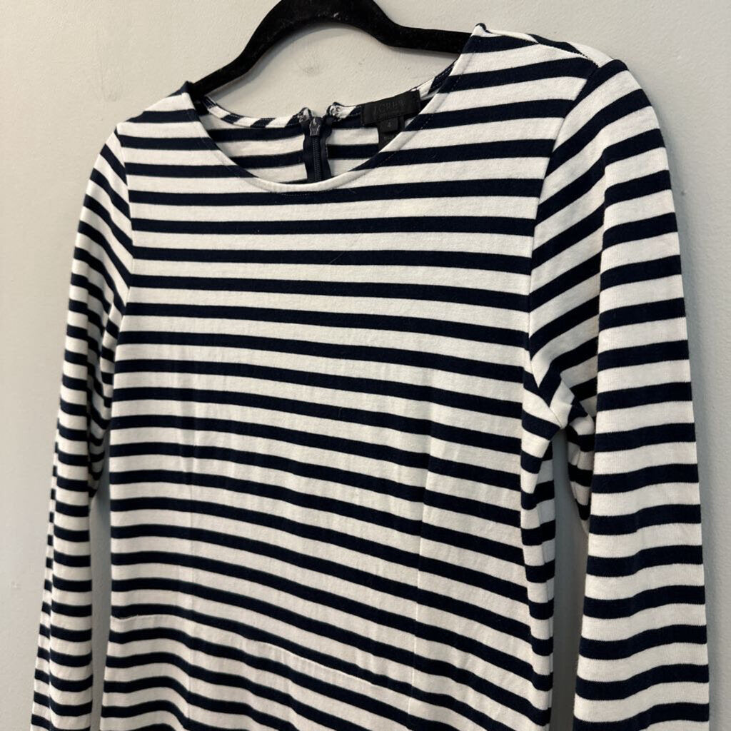 J Crew White/ Navy Striped Long Sleeve Maxi Dress 4