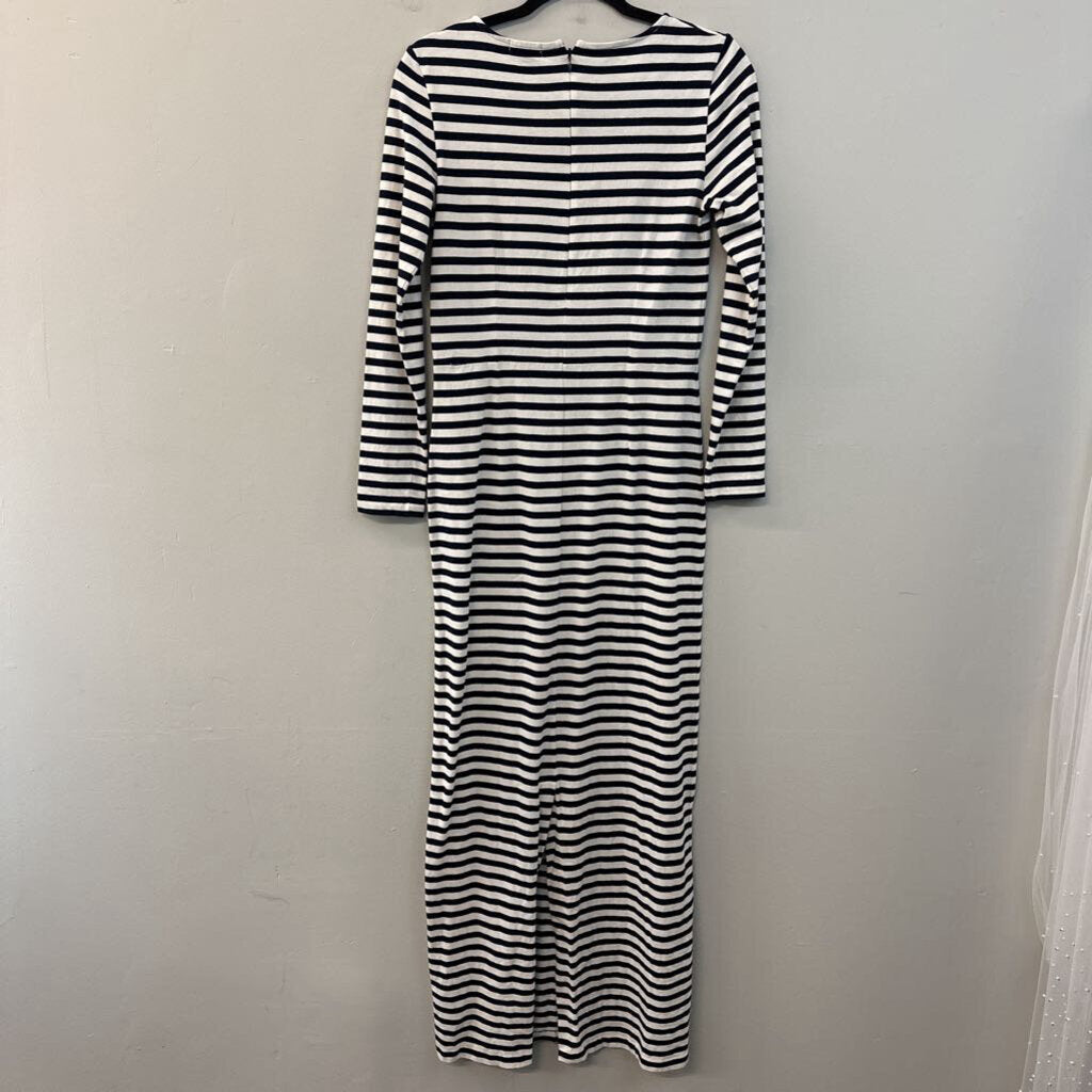 J Crew White/ Navy Striped Long Sleeve Maxi Dress 4