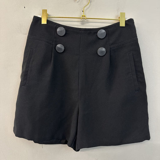 Anthropologie Black Front Button High Waisted Shorts 2