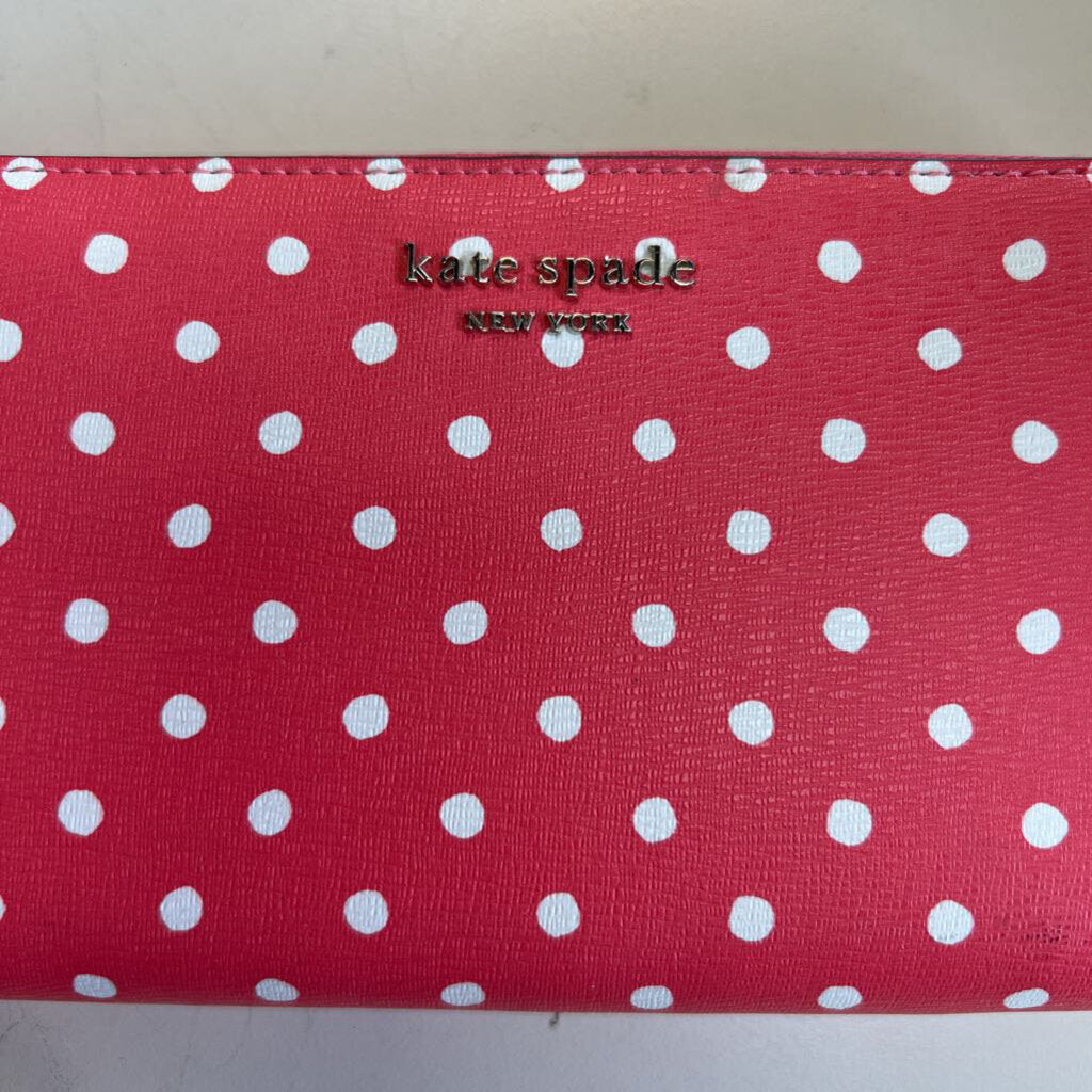 Kate Spade Pink/ White Polka Dot Leather Wallet
