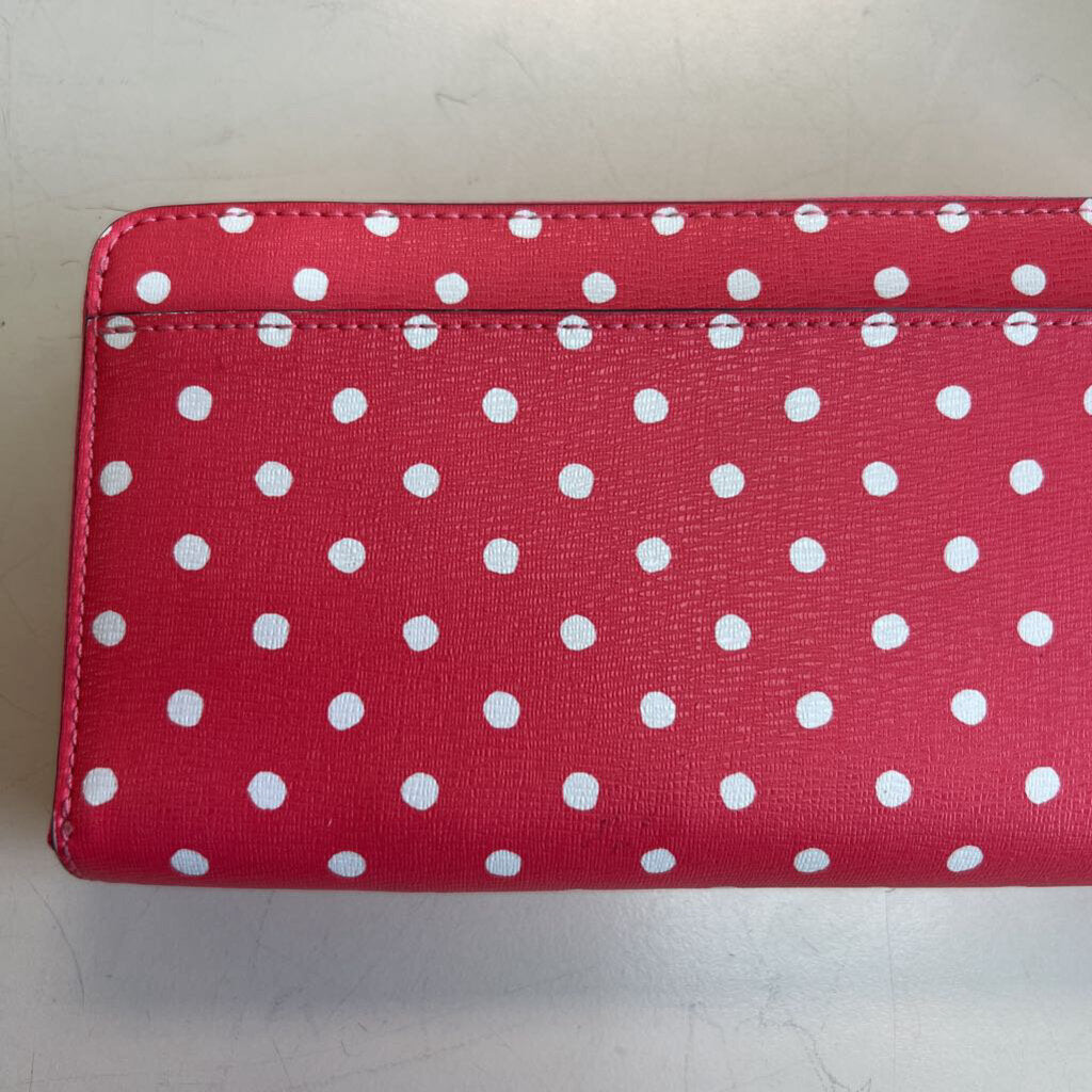Kate Spade Pink/ White Polka Dot Leather Wallet