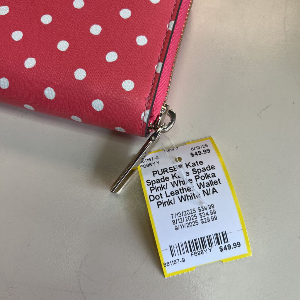 Kate Spade Pink/ White Polka Dot Leather Wallet