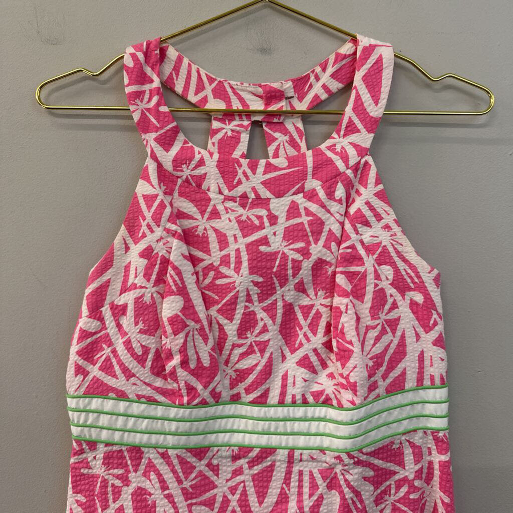 Lilly Pulitzer Pink/ White Print High Neck Dress 6