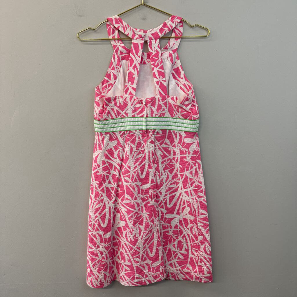 Lilly Pulitzer Pink/ White Print High Neck Dress 6