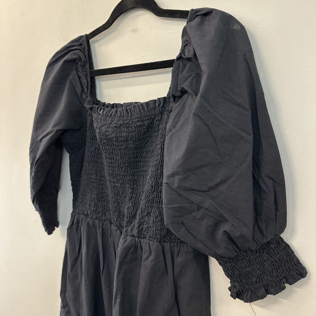 Sim and Sam Black Puff Sleeve Smocked Top Maxi Dress Large
