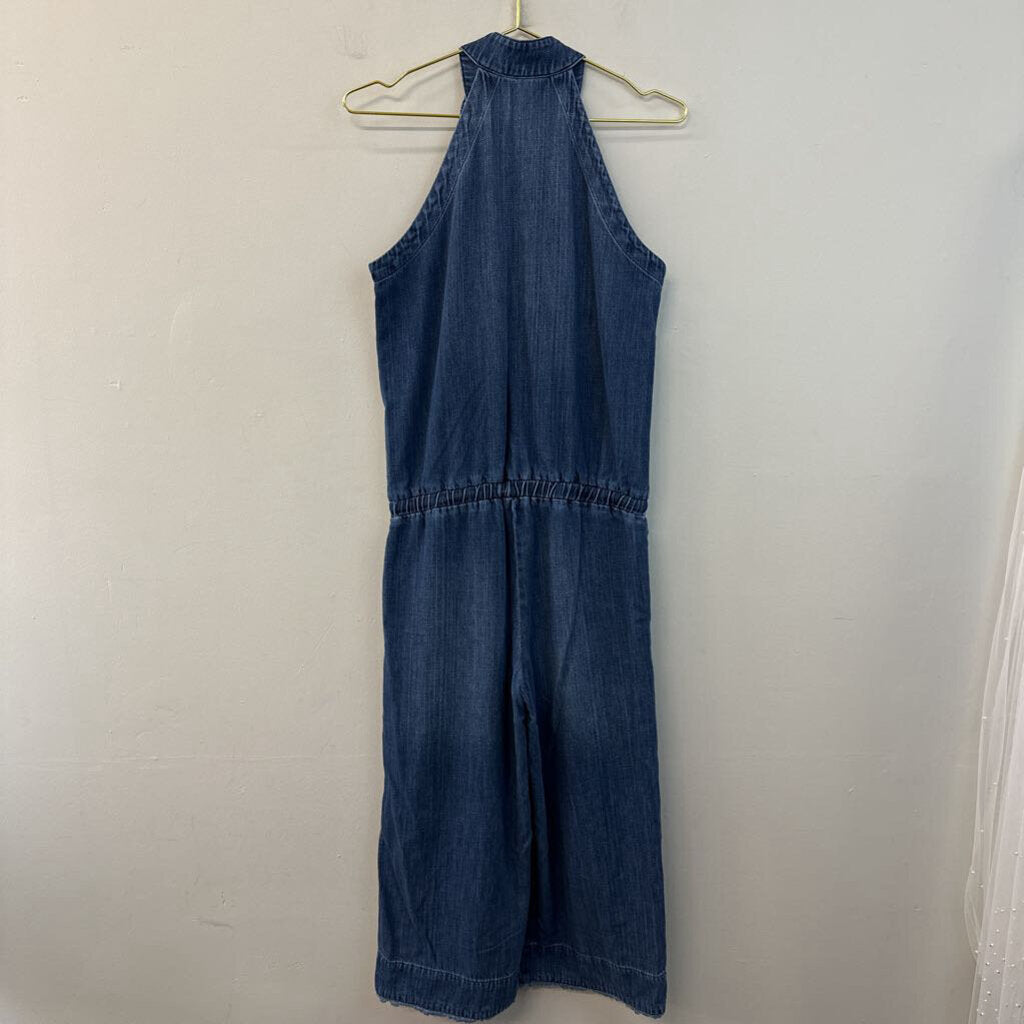 Cloth and Stone Dark Wash High Neck Denim Jumpsuit Small Anthropologie