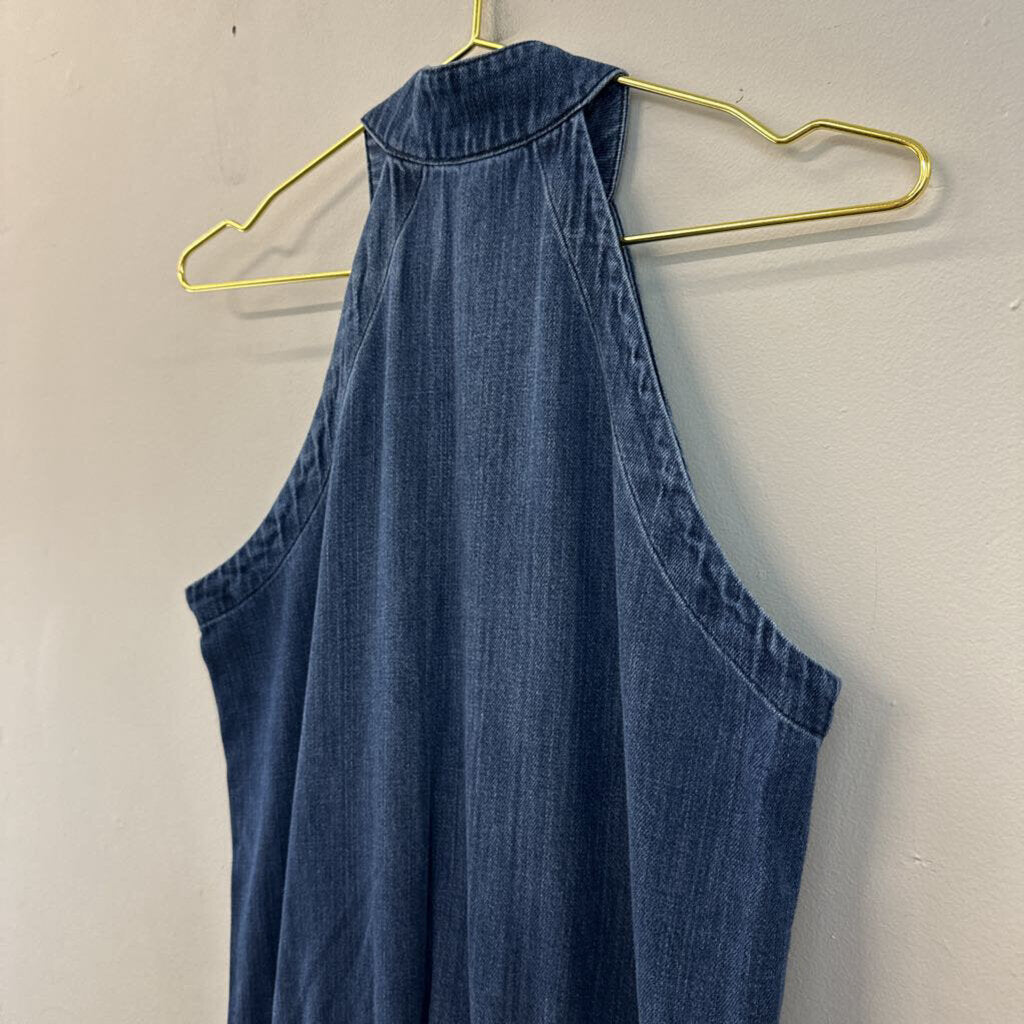Cloth and Stone Dark Wash High Neck Denim Jumpsuit Small Anthropologie