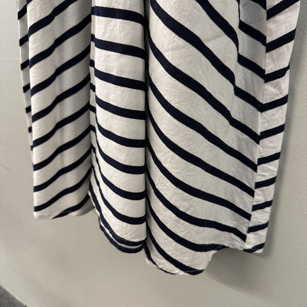 Julian Taylor White/ Navy Striped Tie Waist Sleeveless Midi Dress 6