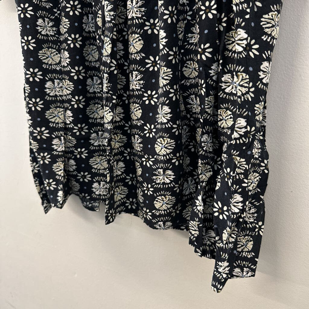 Umgee Black/ Multi Print Short Sleeve Tunic Top Medium