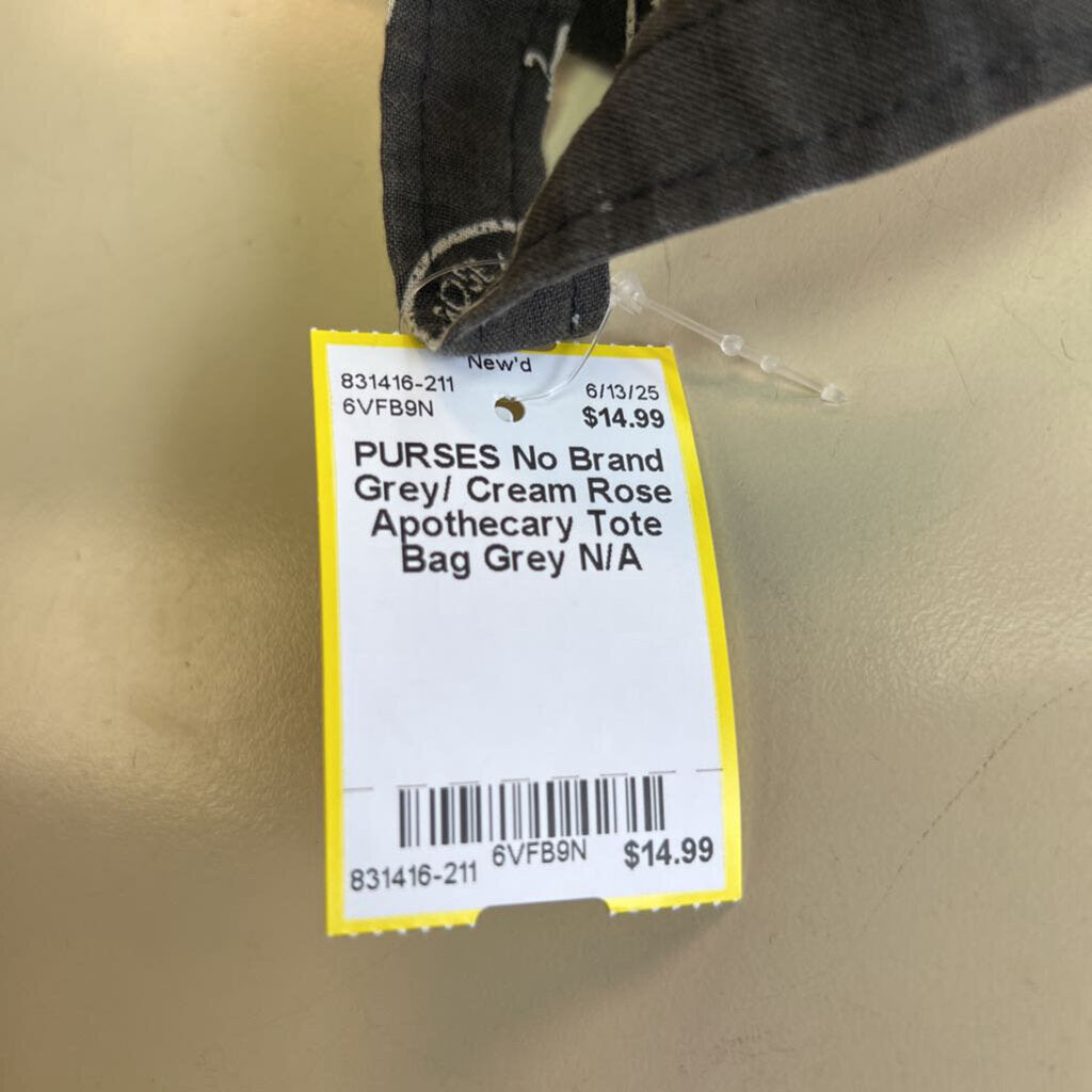 Grey/ Cream Rose Apothecary Tote Bag