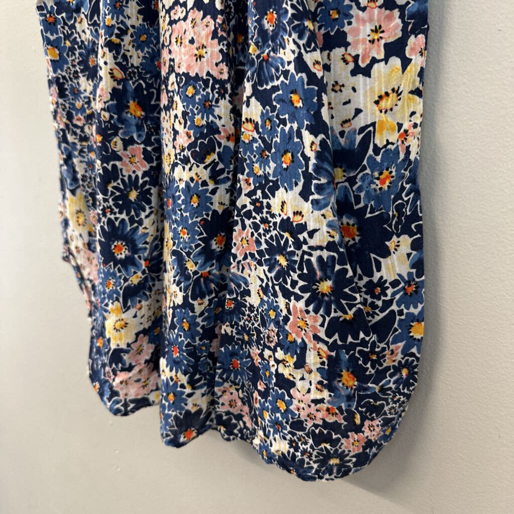 Loft Blue/ Multi Flower Print Short Sleeve Top Extra Small