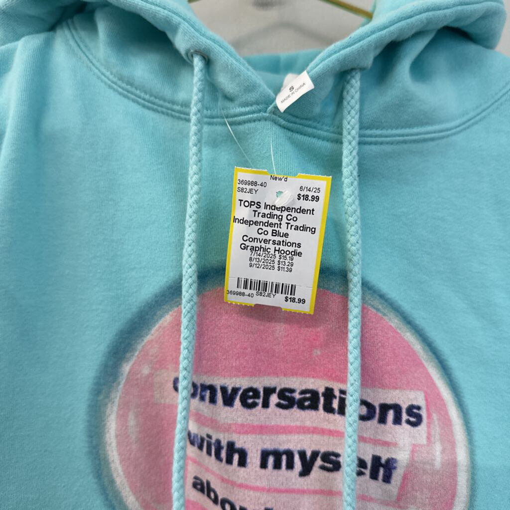 Independent Trading Co Blue Conversations Graphic Hoodie Small