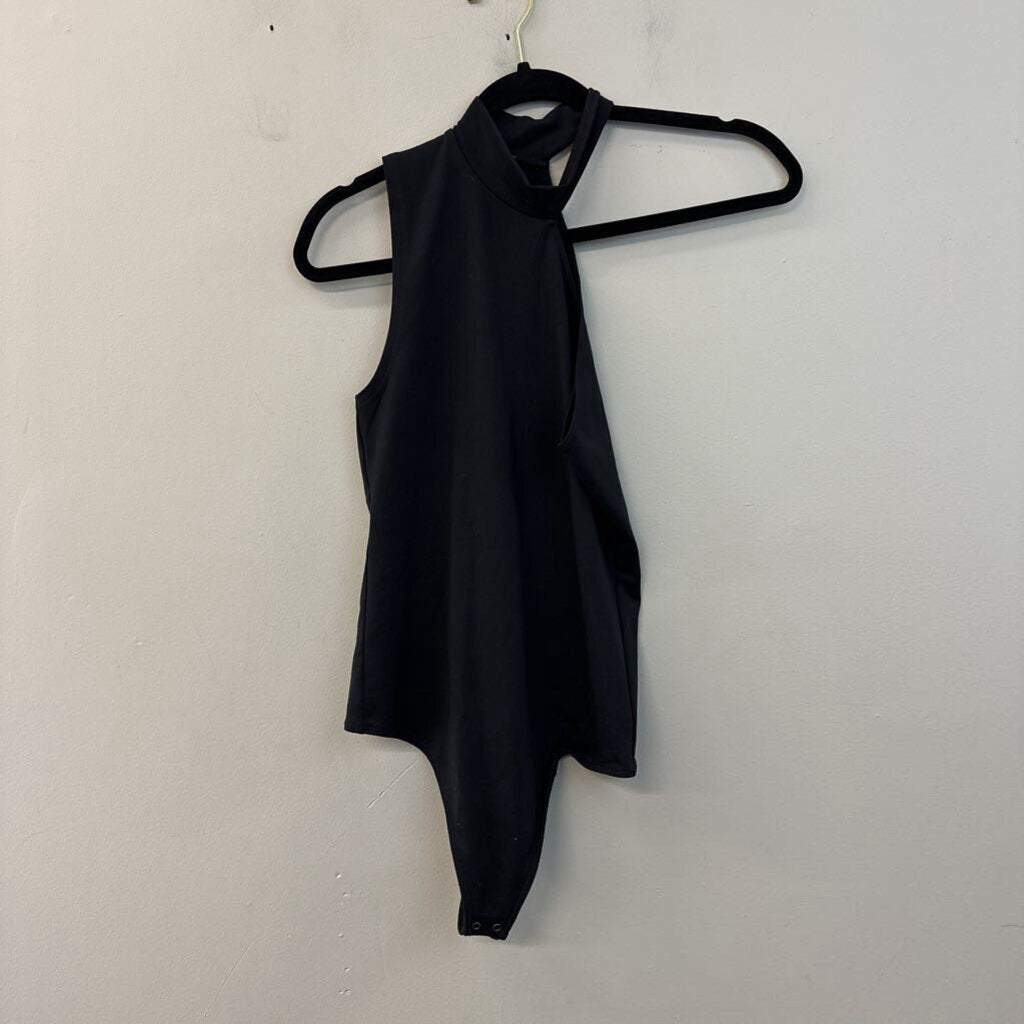Abercrombie and Fitch Black High Neck Cut Out Bodysuit Small