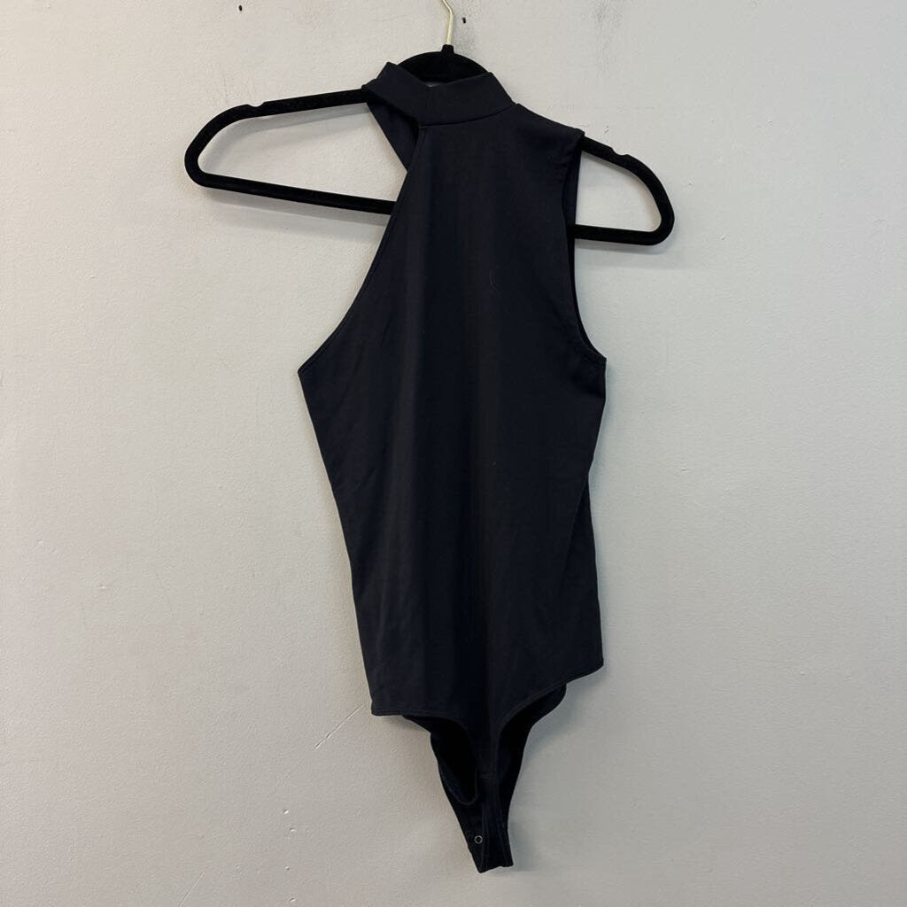 Abercrombie and Fitch Black High Neck Cut Out Bodysuit Small
