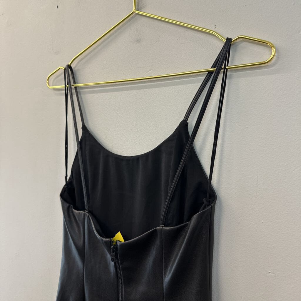 Alice and Olivia Black Leather Mini Dress Small