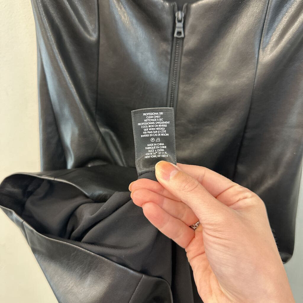 Alice and Olivia Black Leather Mini Dress Small