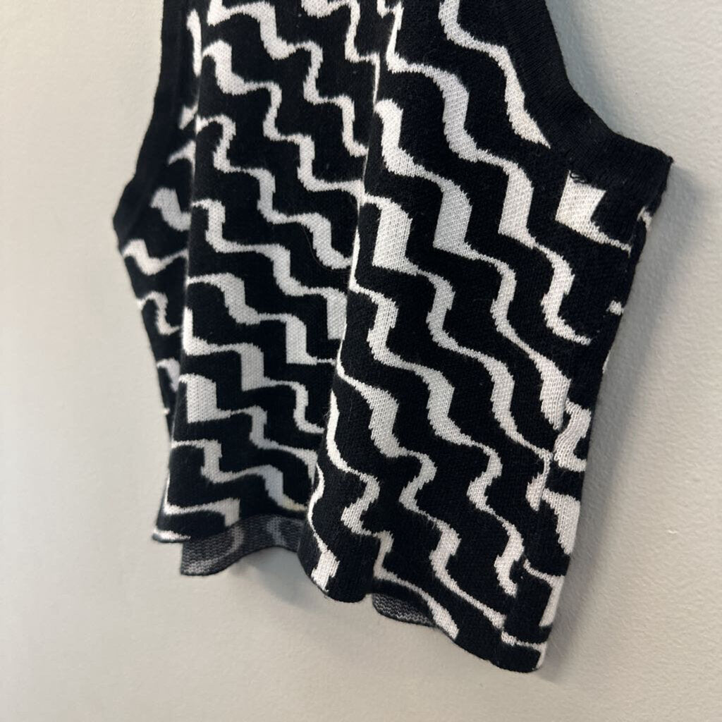 Thanne Black/ White Print Cropped Tank Top Small