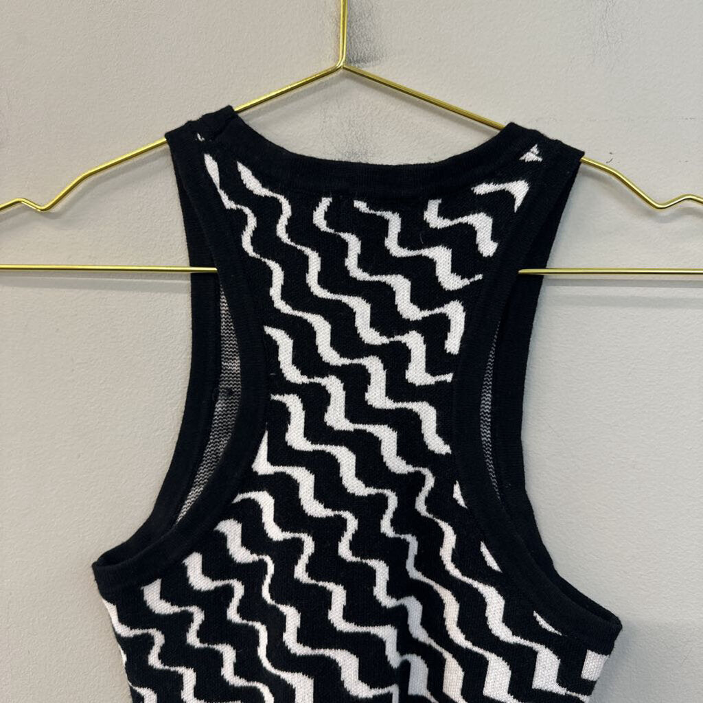 Thanne Black/ White Print Cropped Tank Top Small