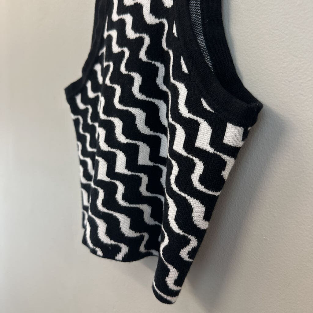 Thanne Black/ White Print Cropped Tank Top Small