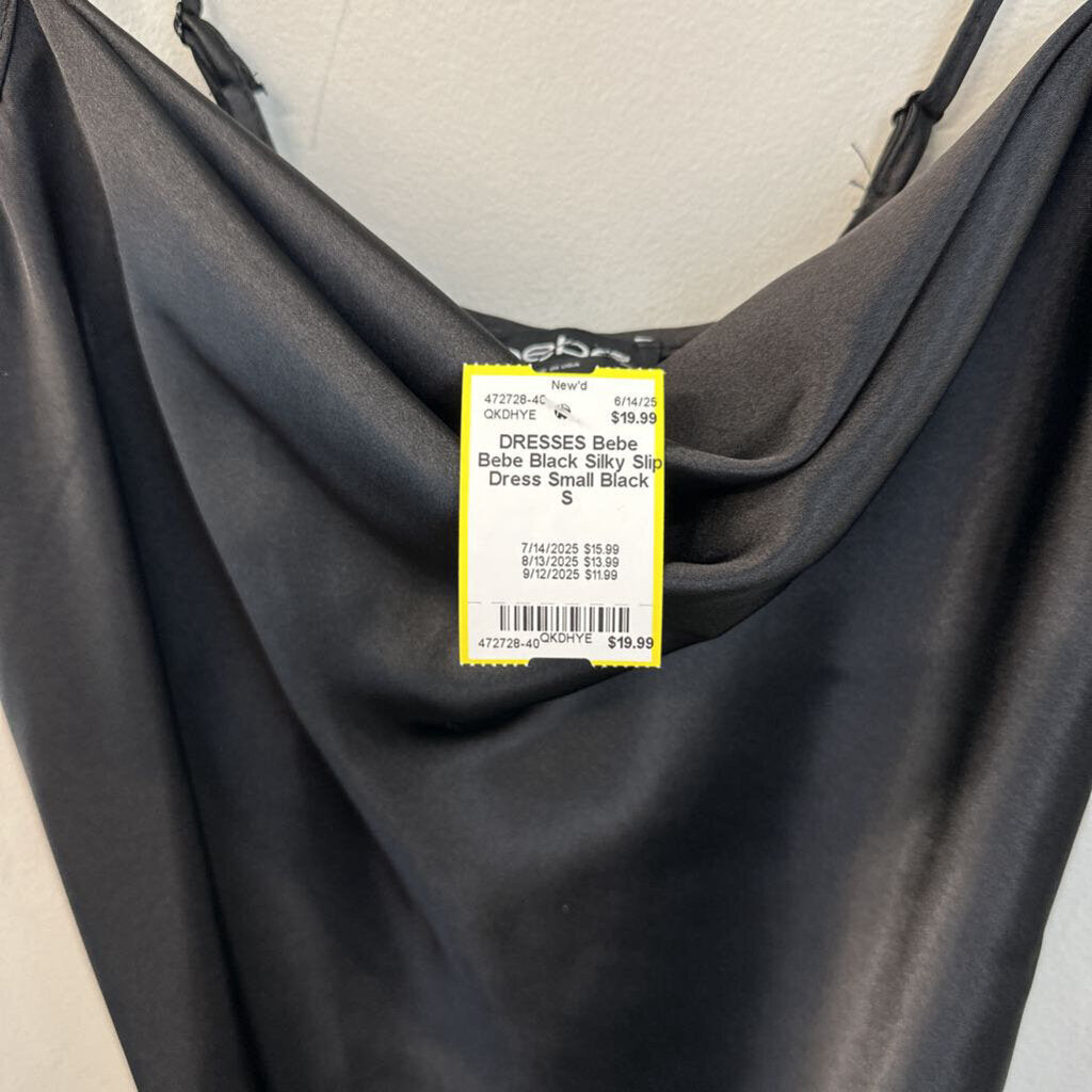 Bebe Black Silky Slip Dress Small