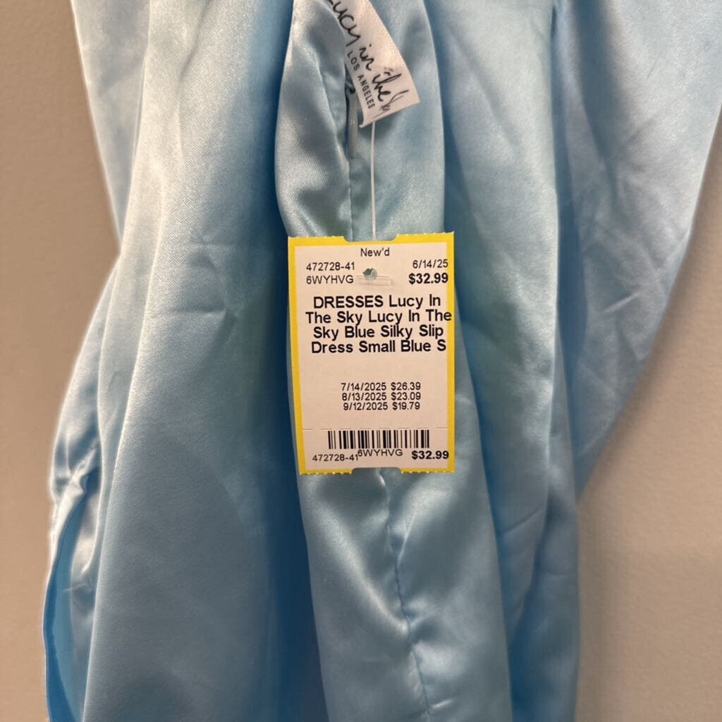 Lucy In The Sky Blue Silky Slip Dress Small