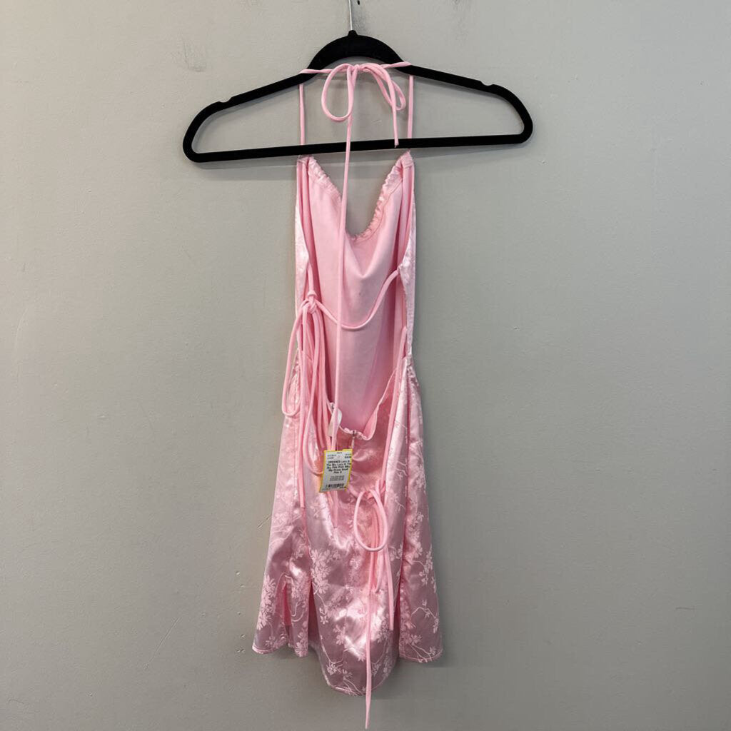 Lucy In The Sky Pink Print Silky Slip Dress Small