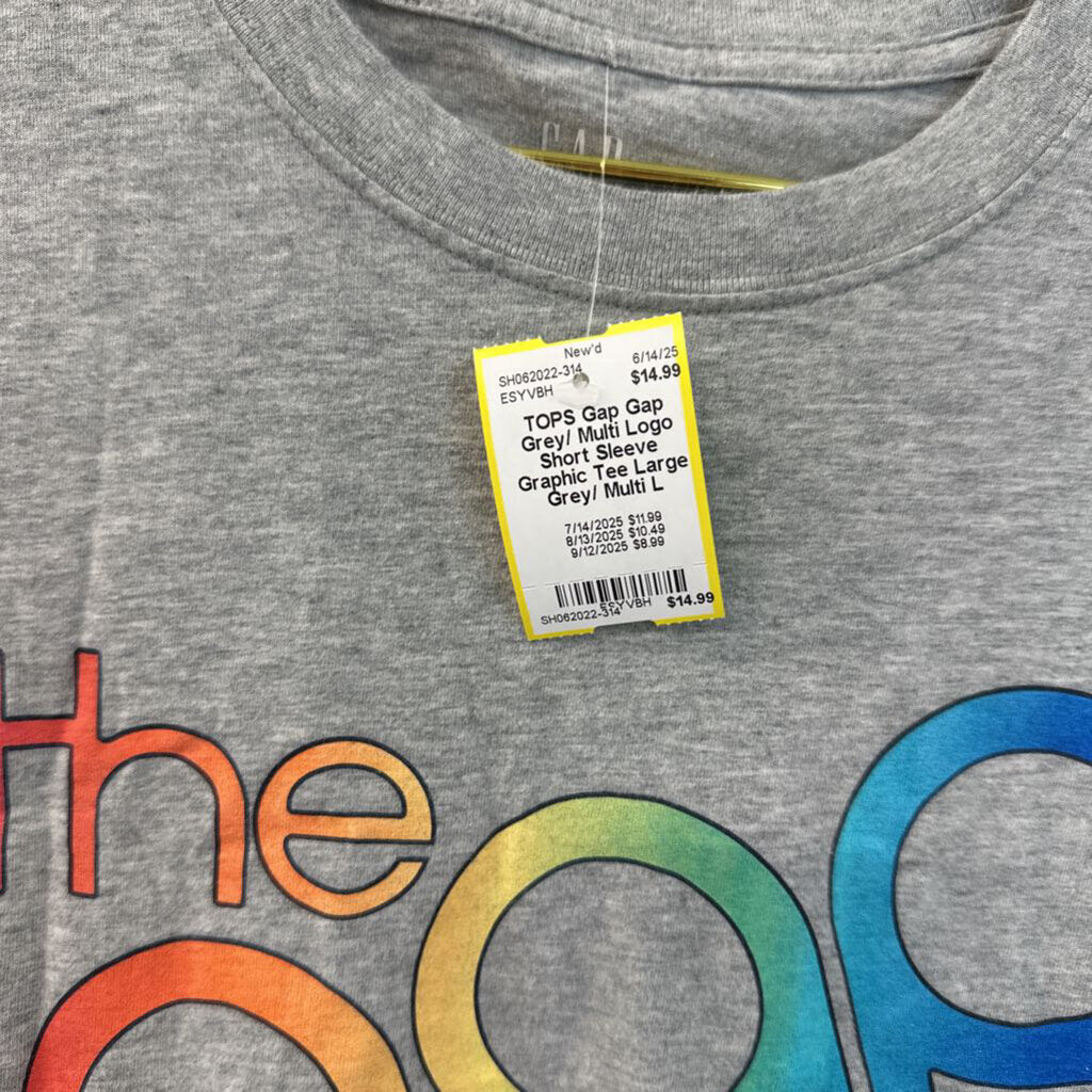 Gap Grey/ Multi Logo Short Sleeve Graphic Tee Large